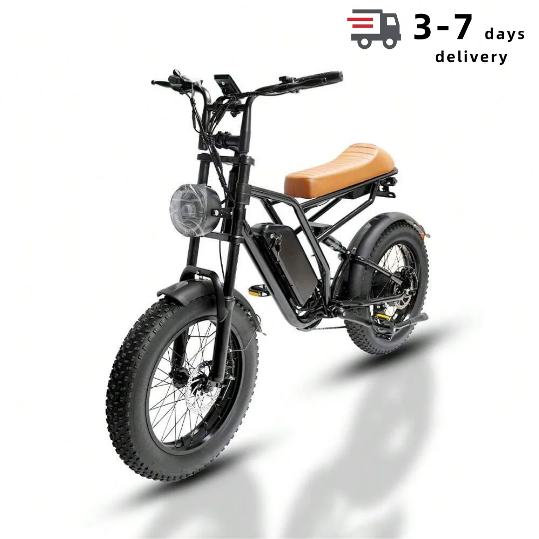 

Взрослый электрический велосипед с 20-дюймовыми широкими шинами, двигателем 750 Вт, аккумулятором 36 В 15 Ач, максимальная скорость 45-50 км/ч.