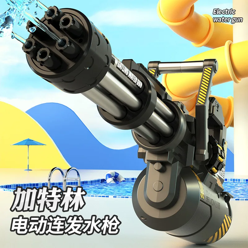 Electric Gatling Water Gun Long Range Large Capacity Continuous emission Water Gun for Kids Adults Summer Beach Battle Shooting