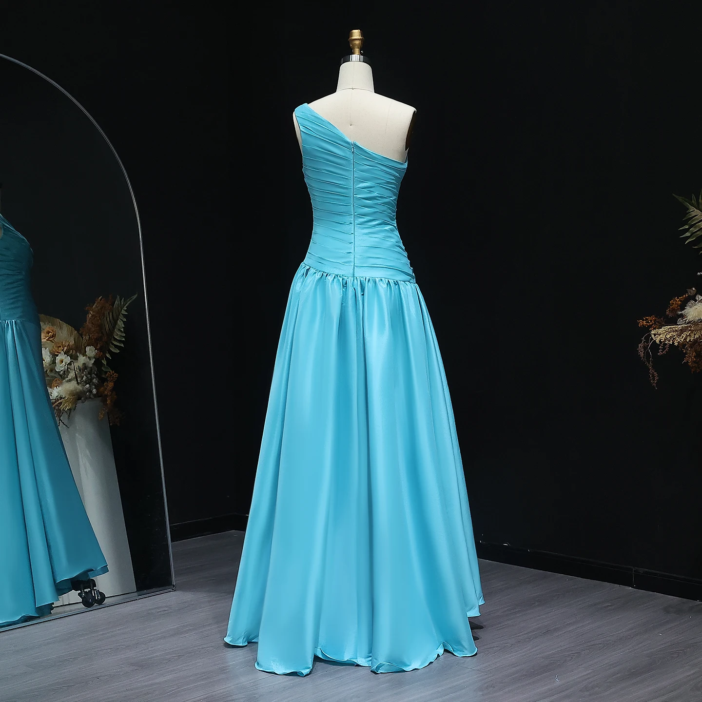 Sharon Said Arabic Blue One Shoulder Mermaid Evening Dress with Crystal Overskirt Dubai Wedding Party Gowns SS231 Customized image 6