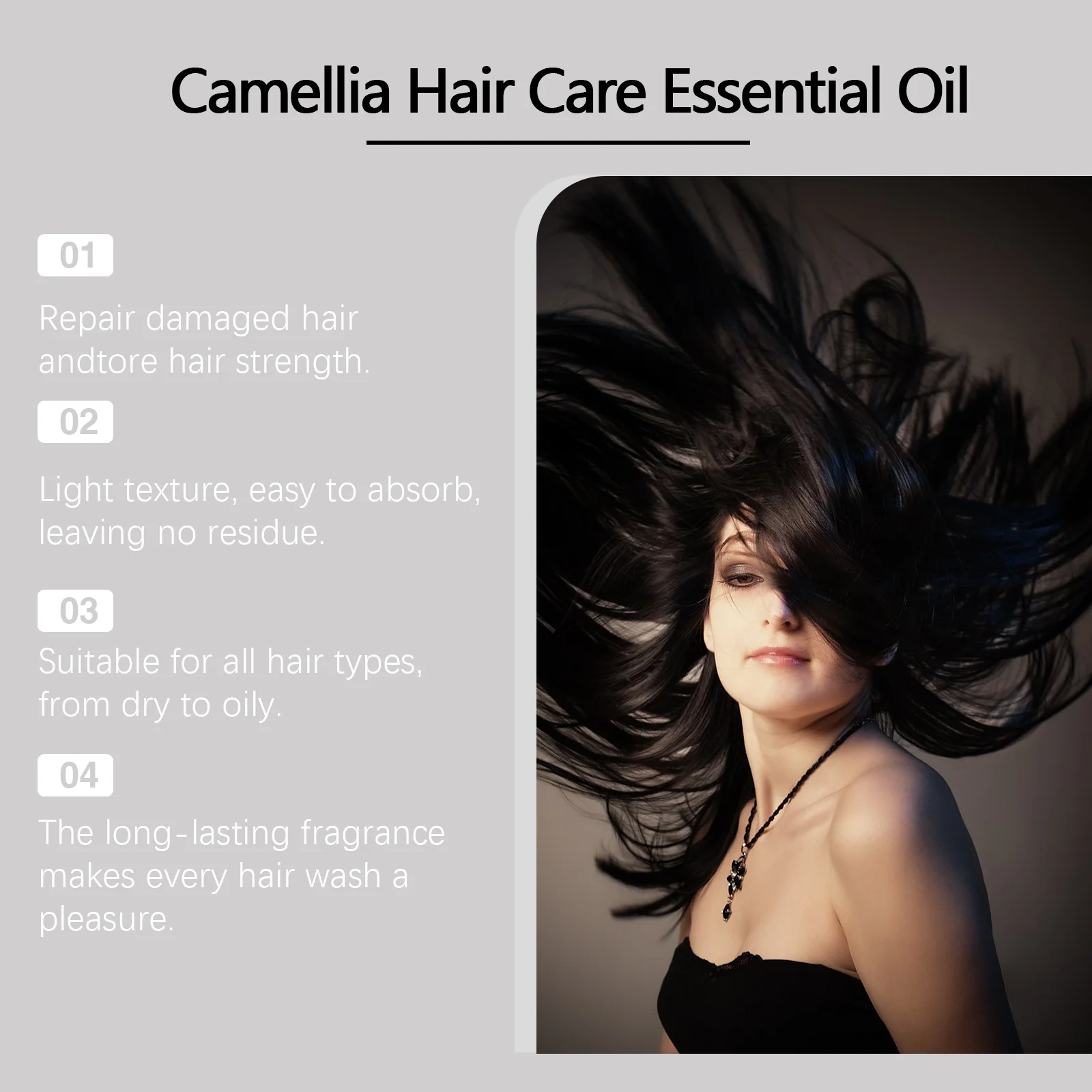 Camellia Flower Essentiële Olie voor Haar Gladmakende Versterking Haarwortels Reparatie Hoofdhuid Hydraterende Essentiële Olie voor Haarverzorging