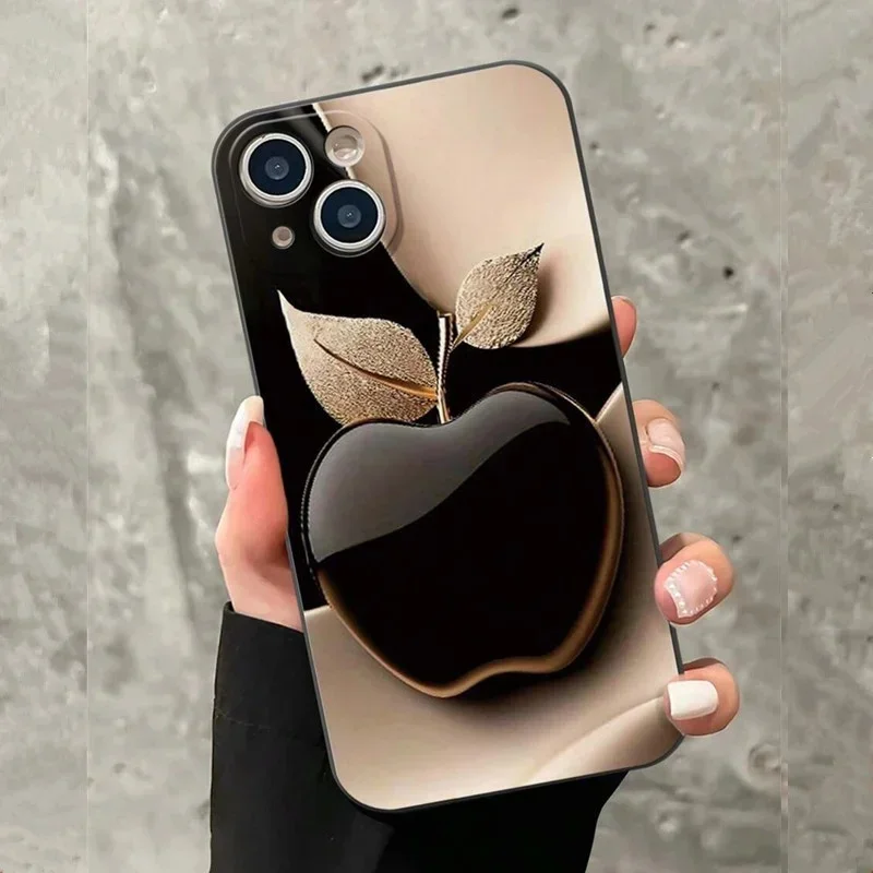 Coque de téléphone de luxe à imprimé de fruits, étui arrière en Silicone à bord droit pour IPhone 16 15 14 13 12 11 X XR XS SE2 8 7 Plus Pro Max