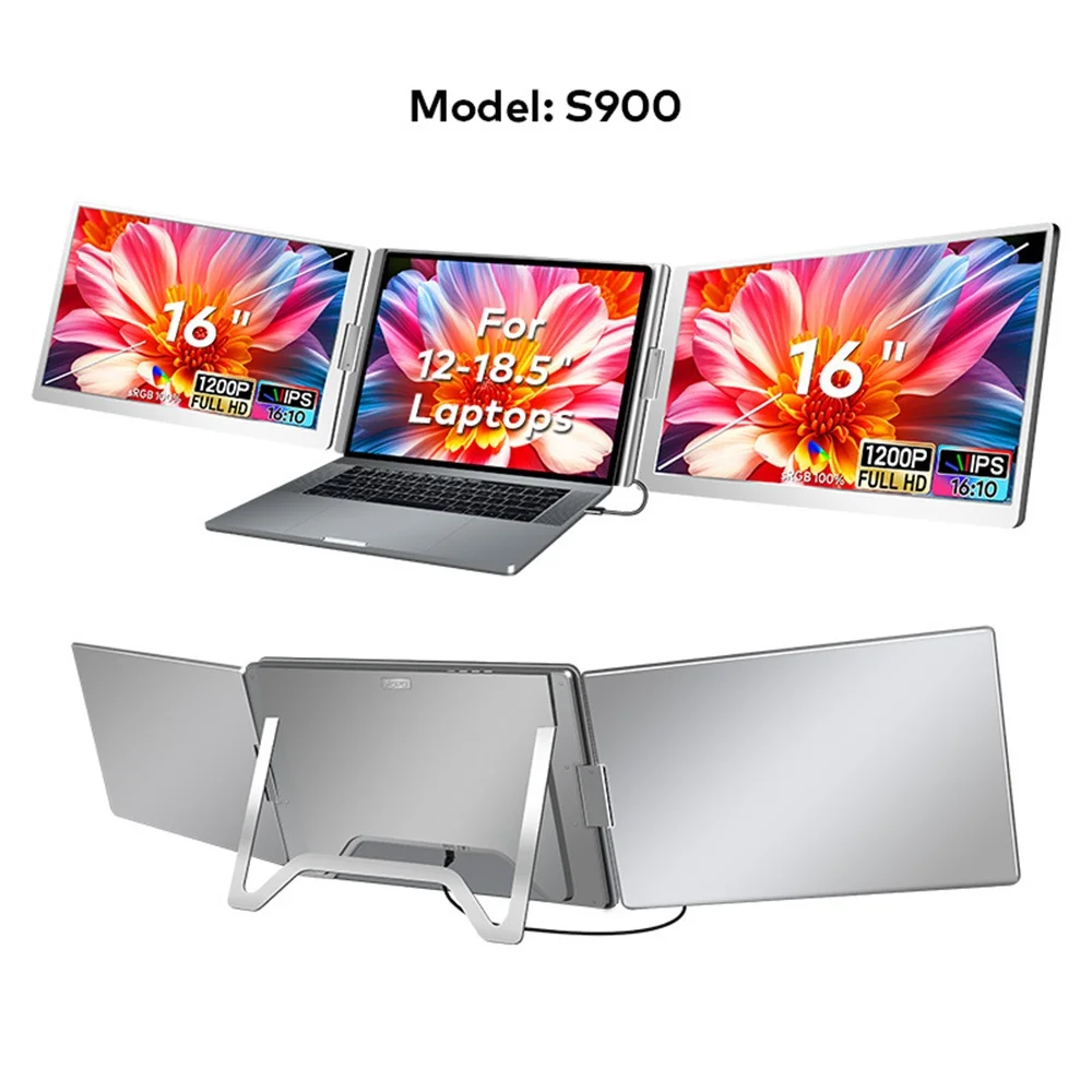 

16" Dual Screen Display Extended Portable Monitor FHD Notebook Sub Screen Triple Screen Extender Compatible with All PC Rospider
