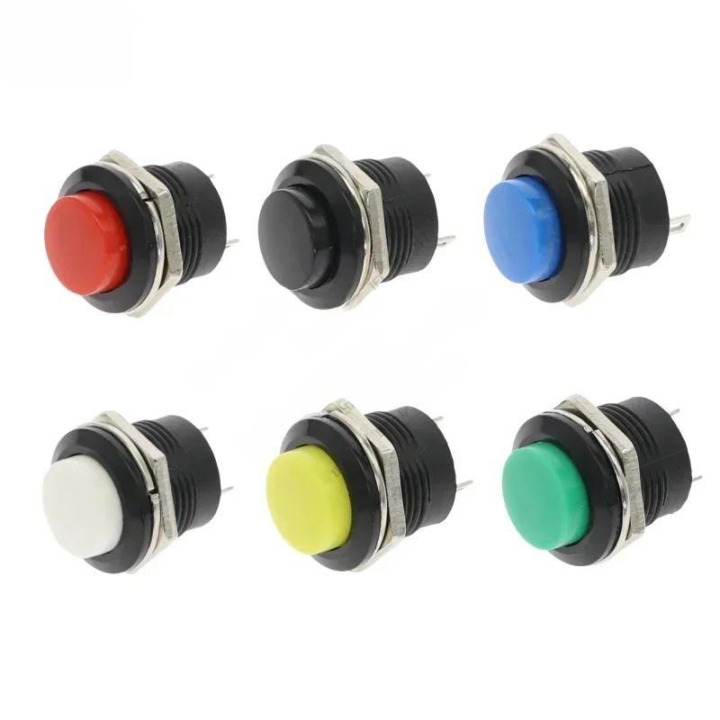 6 sztuk chwilowy przełącznik wciskany 16mm chwilowy 6A/125VAC 3A/250VAC okrągłe przełączniki 2-Pin przełącznik R13-507 przyciski elektryczne — zdjęcie 2