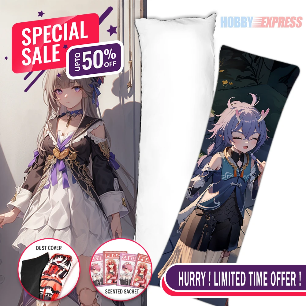 Hobby Express Anime Dakimakura Japanese Otaku Waifu Life Size Hugging Body Pillow Cover Bailu x Herta Honkai Star Rail TBPC-0011