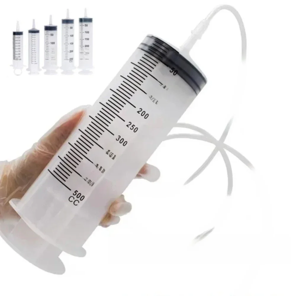 Seringues d'alimentation pour animaux de compagnie, grande capacité, 100ML-550ML, avec tuyau de 1M, injecteur en plastique, pompe réutilisable, seringue pour nutriments, mesure lavable