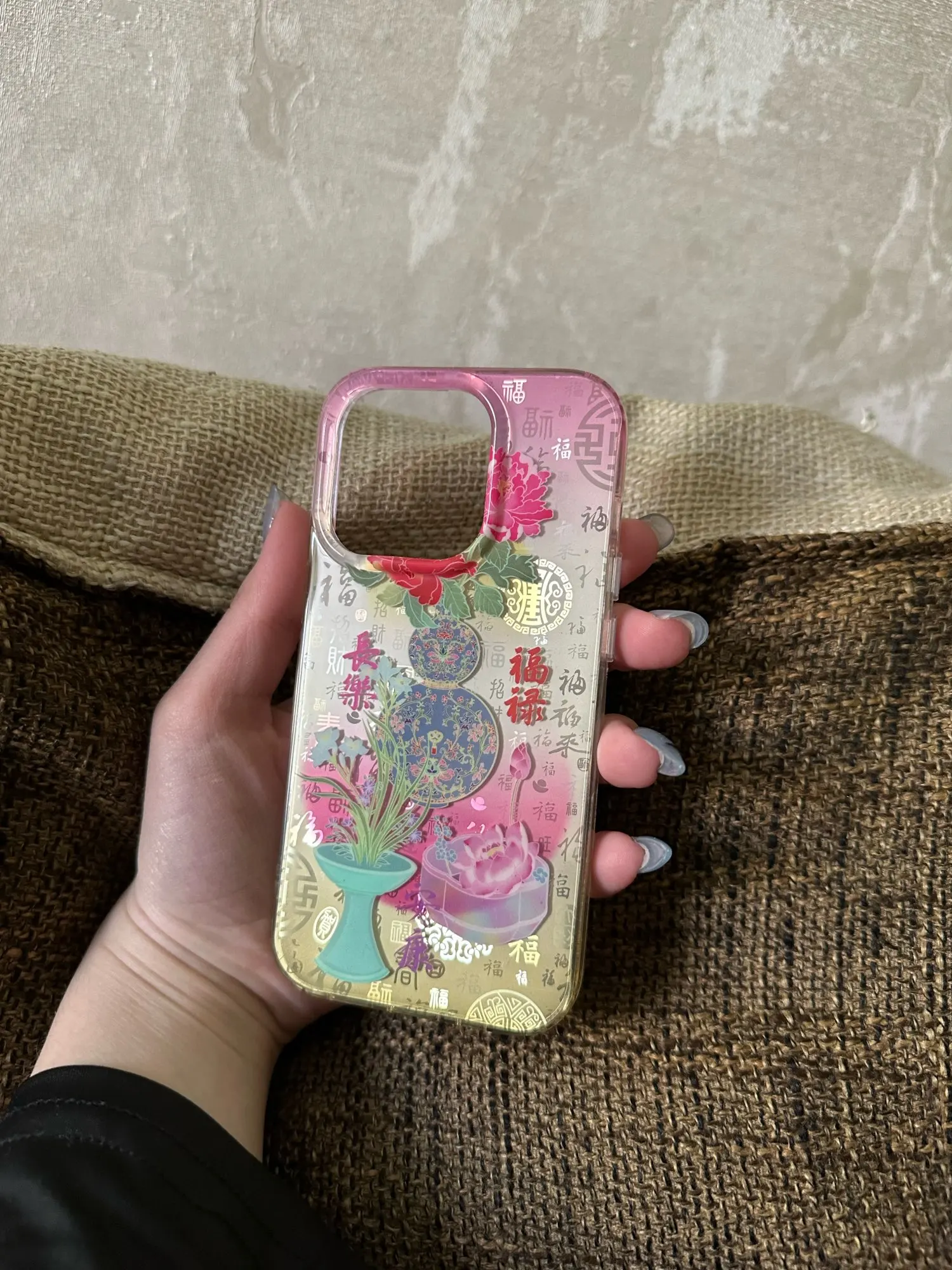 Asian Aesthetic Floral iPhone Case, customer photo