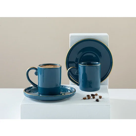 

English Home Sacha Porcelain Set of 2 Coffee Cups 85 ml Dark Blue