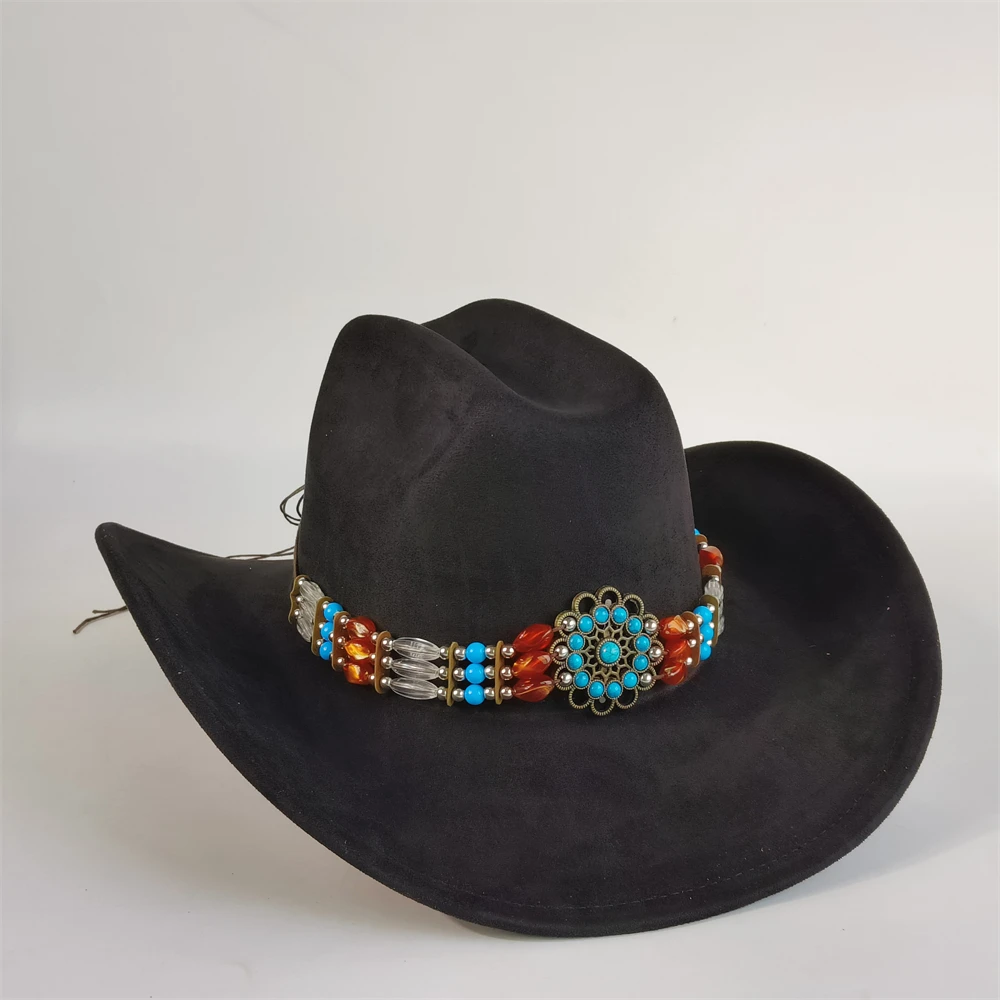 Turquoise Cowboy Hats for women ethnic cowboy Hat men Suede Cattleman hat Unisex Jazz hat Rancher Hat for Men sombrero hombre