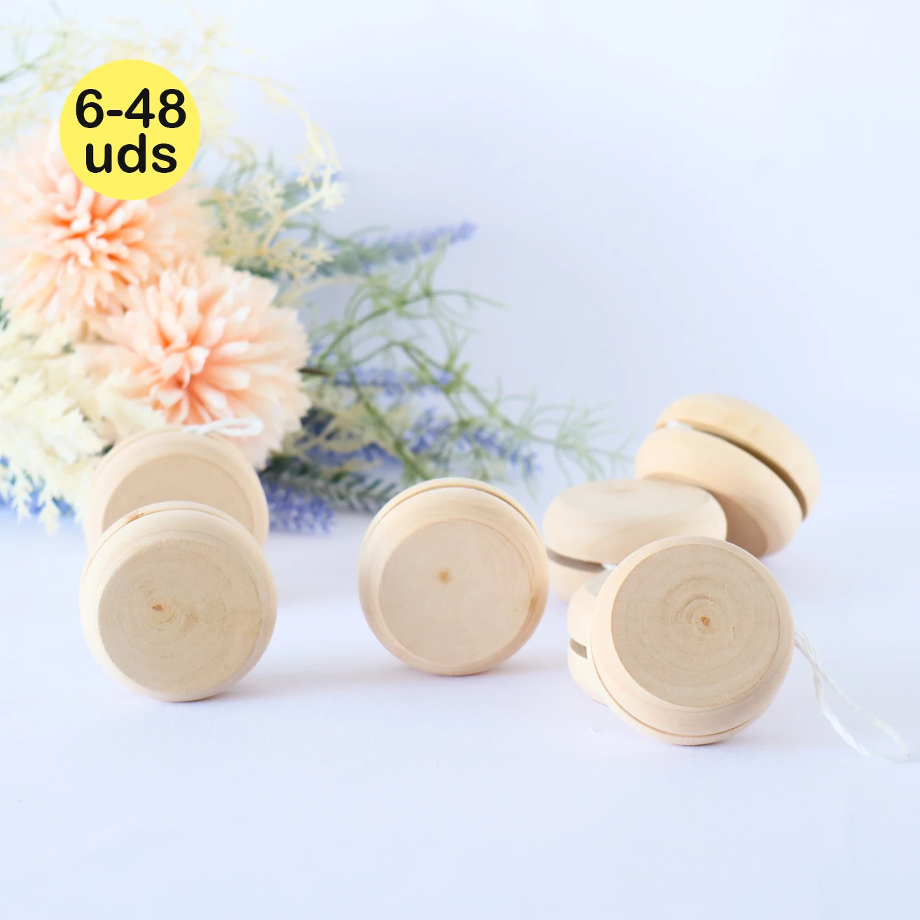 9 to 36 Pcs Yoyo Lot for Children, Natural Wood, Yoyo Wooden, Detail Christening Guests, Christening Memories, Children's Birthday Gifts for Guests, Children's Birthday, Gift Store