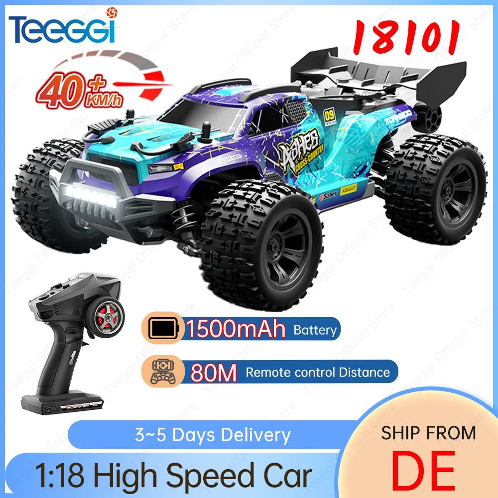 Teeggi 1:18 voiture à dérive haute vitesse 4WD RC voiture avec lumières Led 40KM 2.4G télécommande voiture tout-terrain Monster Truck jouet pour enfant cadeau
