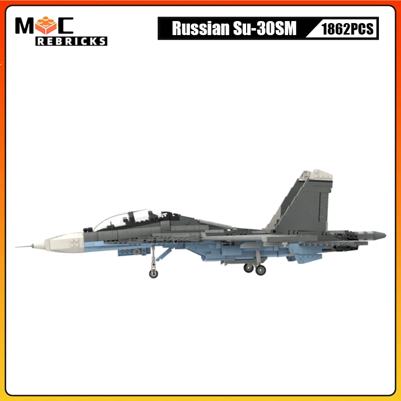 WW II Russian Air Force Weapons Su-30SM Multirole Fighter MOC Building Block Navy Aircraft Model DIY Bricks Toys Sets Kid Gifts