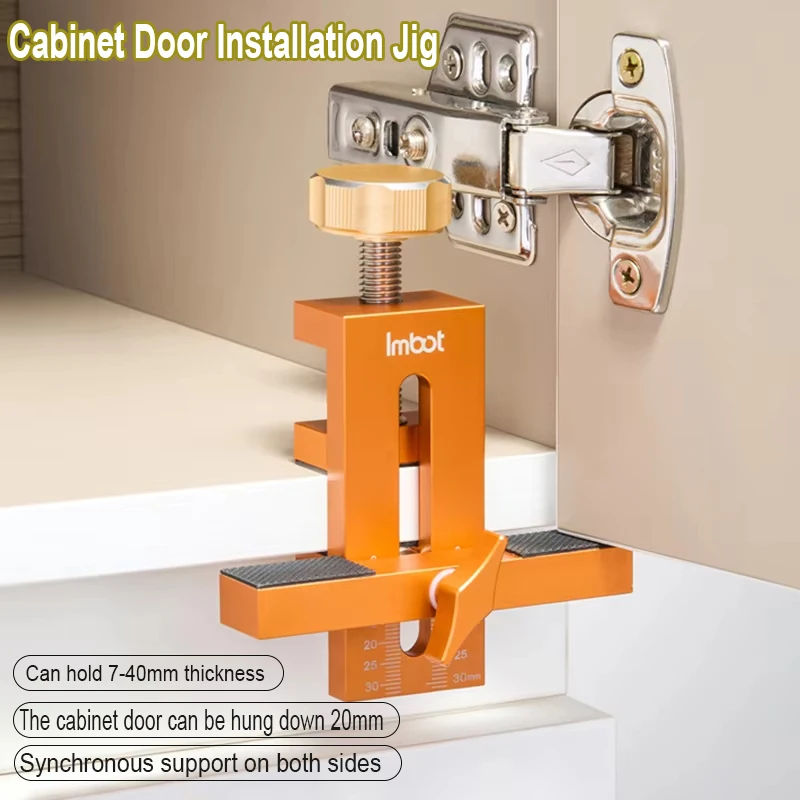 Cabinet Door Installation Jig,Cabinet Closet Door Quick Positioning Clamp Tool, Aluminum Alloy Adjustable Clamping Range 7-40mm