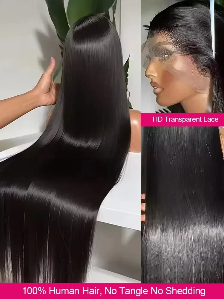 Bone Straight 6X6 Закрытие Бесклеевые готовые к ношению 13x4 13x6 HD Парики из натуральных волос на кружеве спереди 30 42 дюйма Remy Перуанские 200% для женщин