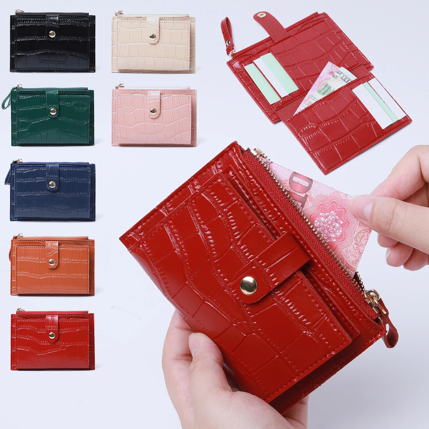 Ultrathin Ladies' Small Wallet,Fashion Credit ID Card Holder Wallet PU Leather Women's Mini Multi-Cards Holder Coin ShortWallets