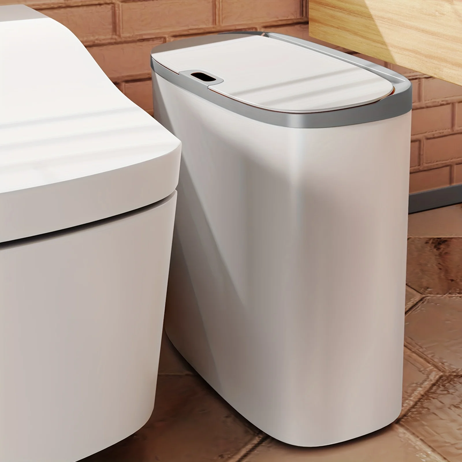 13L Motion Sensor Bathroom Trash Can with Lid,Small Automatic Garbage Can,Waterproof Narrow Trash bin for Kitchen,Office,Bedroom