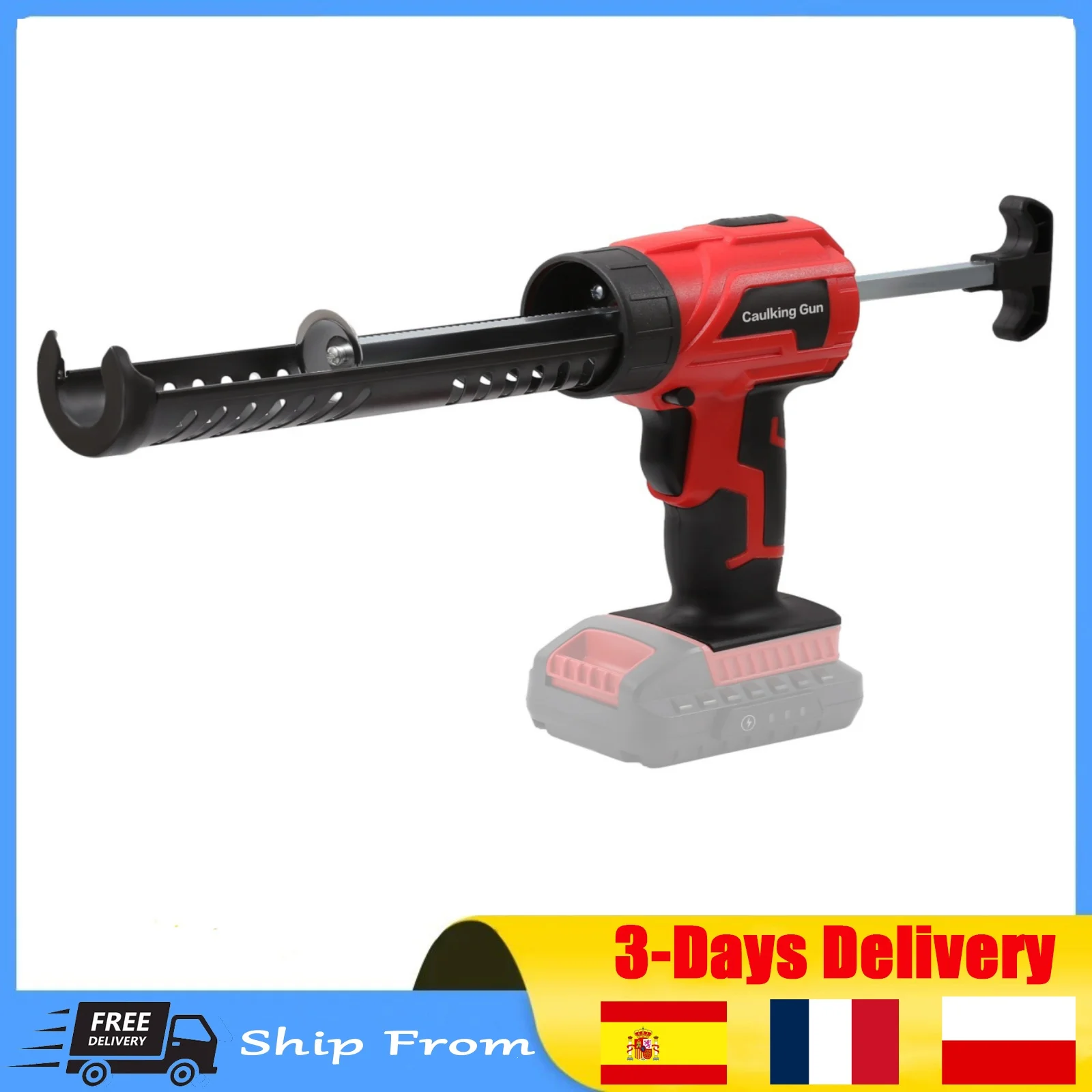 Cordless Caulking Gun 21V Battery Powered Caulk Gun w/2 x 2.0AH Batteries Electric Caulking Gun w/LED Light 4 Speeds Auto Retrac