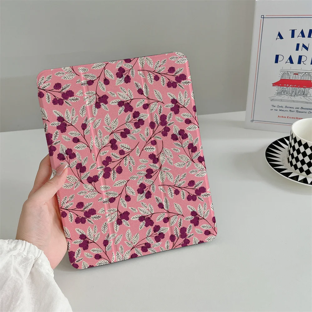 New pink tree flower small fresh iPad protective case, suitable for Apple iPad Pro 2024 11 inch 2025 Air 5/4 10.9 iPad 10 9.7 10