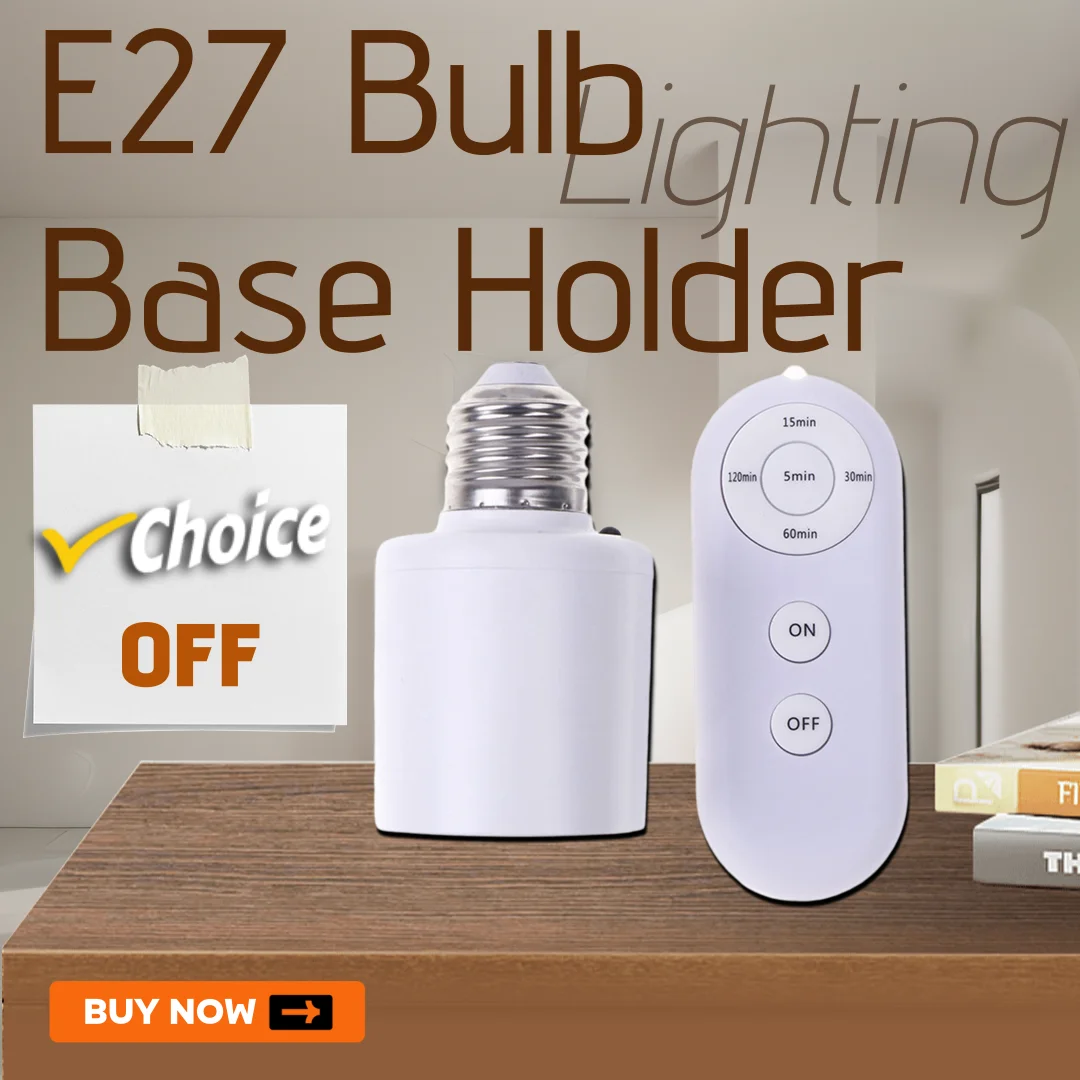 

E27 Wireless Remote Control,220V Multi Light Switch,Smart Timer Switch Lamp Holder for Baby Room Bedroom Basement Indoor Garage