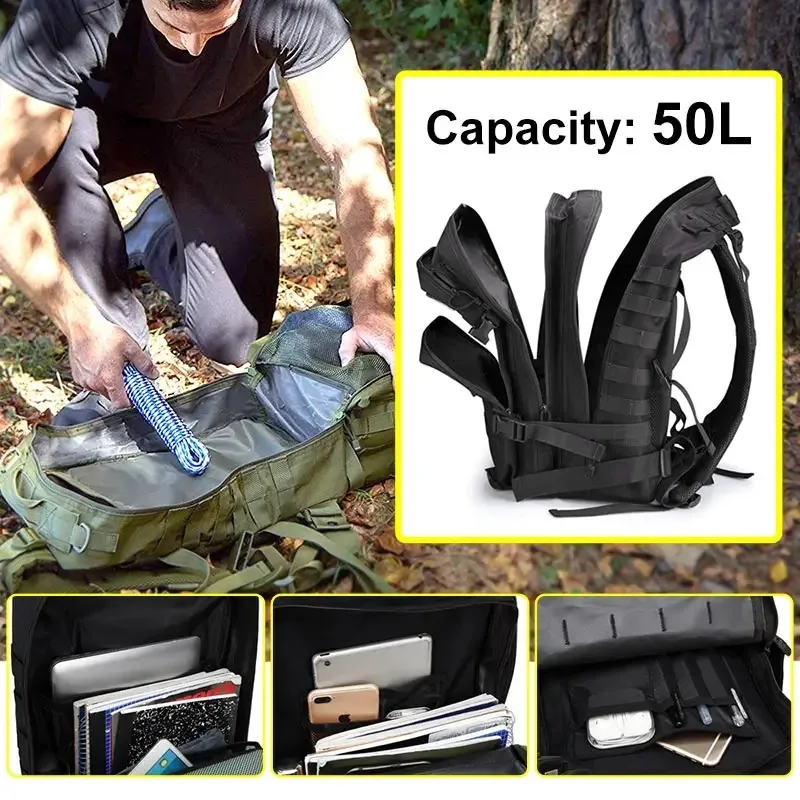 Camo Bag Men Tactical Backpack Molle Bag Out Bag Waterproof Camping Hunting Backpack Trekking Hiking 50L/30L