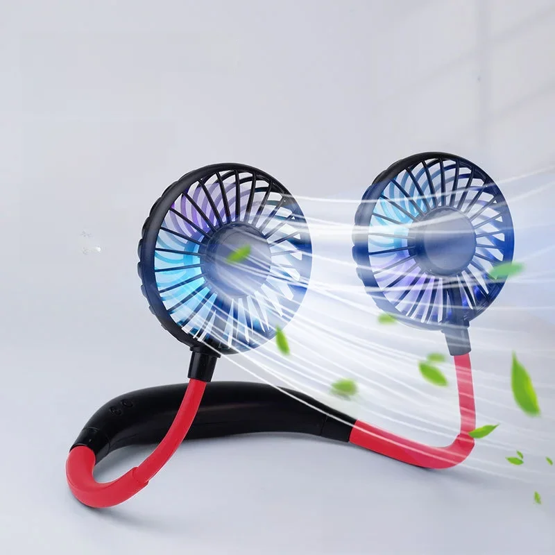 Mini ventilateur de sport, Portable, mains-libres, suspendu, Rechargeable, USB, 3 vitesses, réglable, pour le bureau et la maison