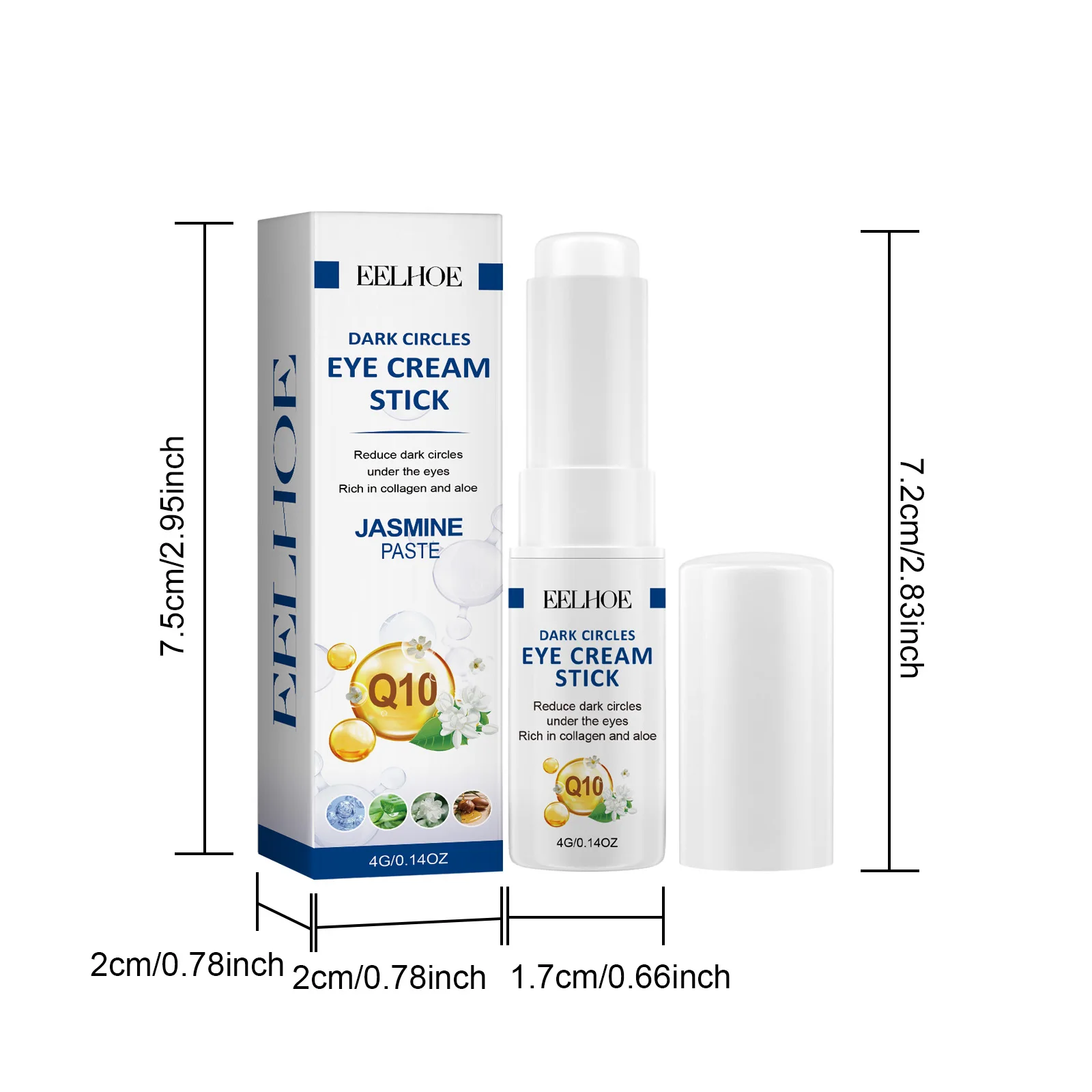 Eelhoe 4 جرام كريم عين الكولاجين عصا تقليل الخطوط الدقيقة كيس العين تتلاشى الهالات السوداء تشديد الجلد حول العينين ترطيب كريم بشرة العين