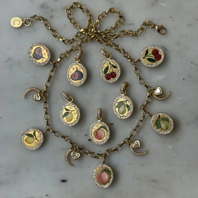 2026 European and American Painted Fruit Rhinestone Pendant Colorful Fresh Clavicle Necklace for Women Gift - Detail 1