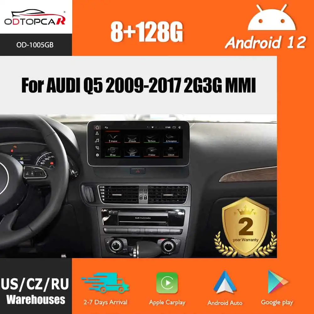 

Odtopcar 10.25" Android 12 Radio For AUDI Q5 2G 3G MMI Car Stereo 8+128G Carplay Auto Touch Screen GPS Navigation 4G WIFI