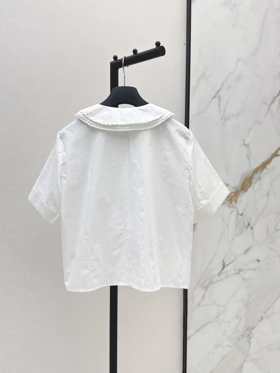 

2026 Summer Women's Lace Collar Cropped Blouse Gentle Style Versatile Office Top ZX185151