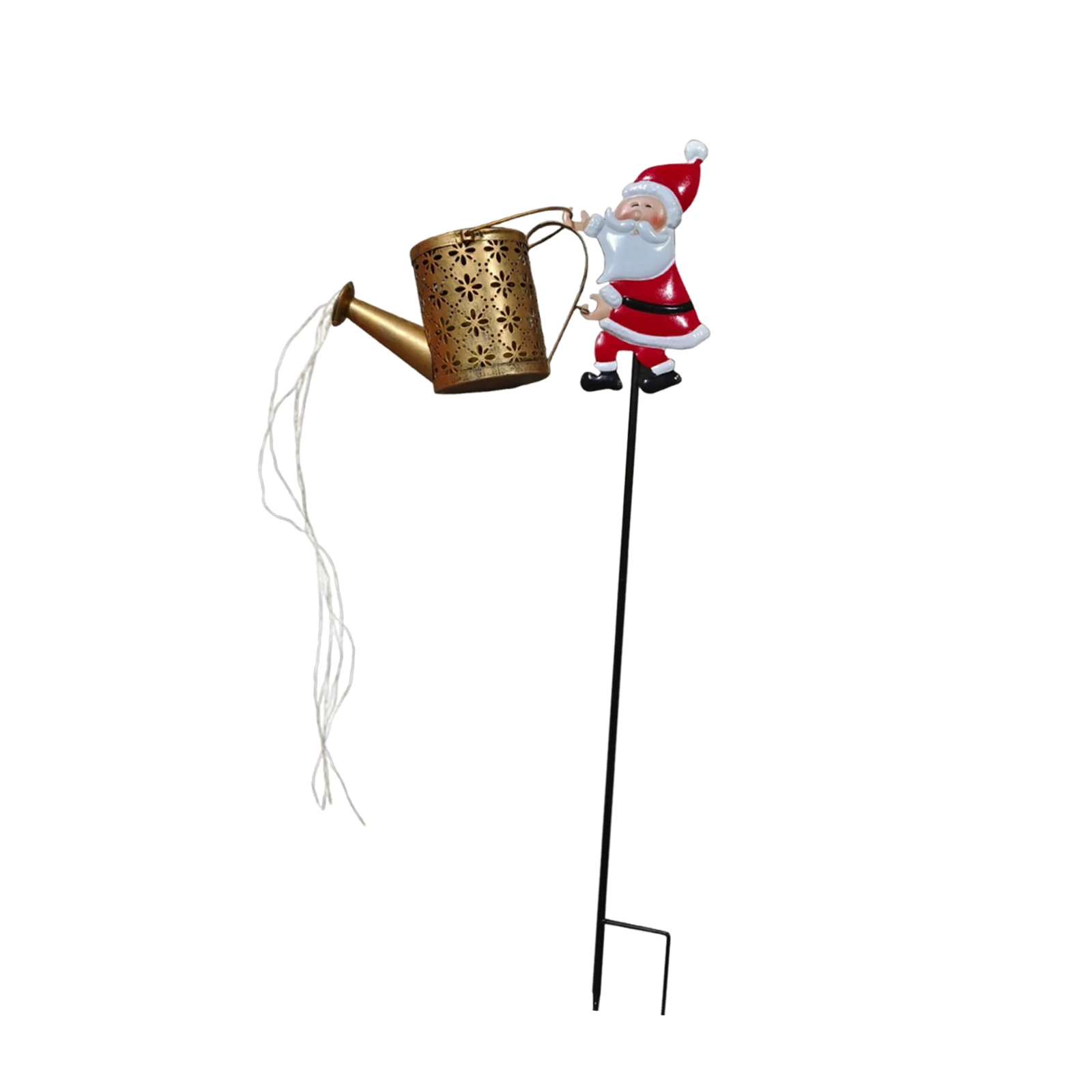 يمكن سقاية سانتا التي تعمل بالطاقة الشمسية تضيء المصباح الأرضي أضواء الزخرفية للمنزل ساحة الحديقة عطلة الديكور #6