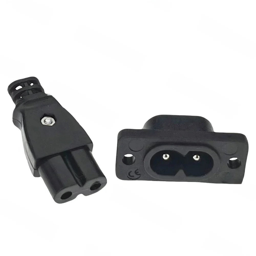 Bolantedz 1 Stück C8-Stecker Steckdose C7-Buchse Steckdose eingebetteter elektrischer Steckverbinder 35 mm * 15 mm AC 2,5 A 5 A 250 V