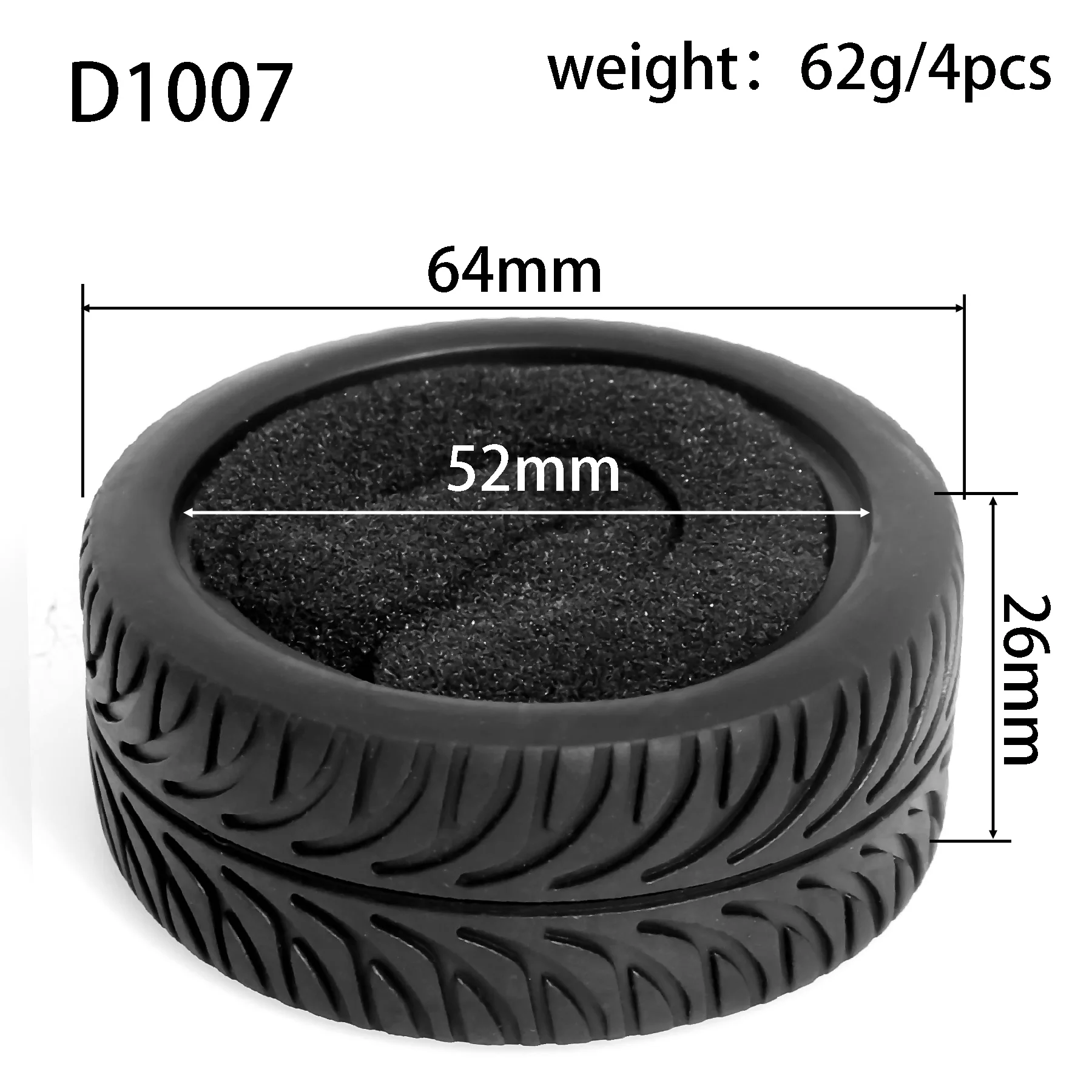 1:10 On-Road-Rennreifen 63–68 mm, Hot-Melt-Gummi mit hohem Griff, abriebfest für HSP Tamiya HPI – Detail 5