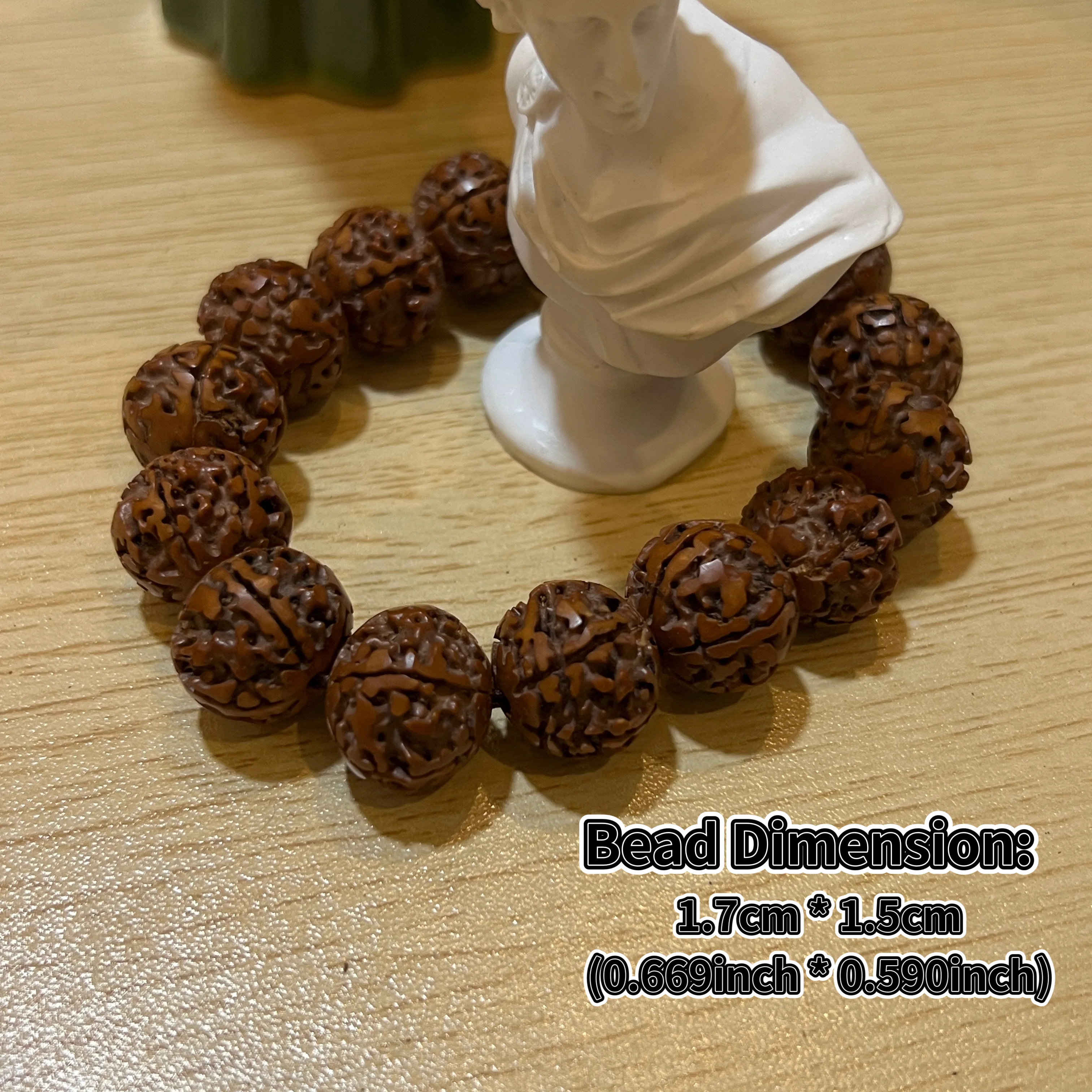 17 مللي متر * 15 مللي متر الطبيعية Rudraksha بوذا الخرز سوار للرجال والنساء ، مجوهرات لليوجا التأمل مالا الخرز