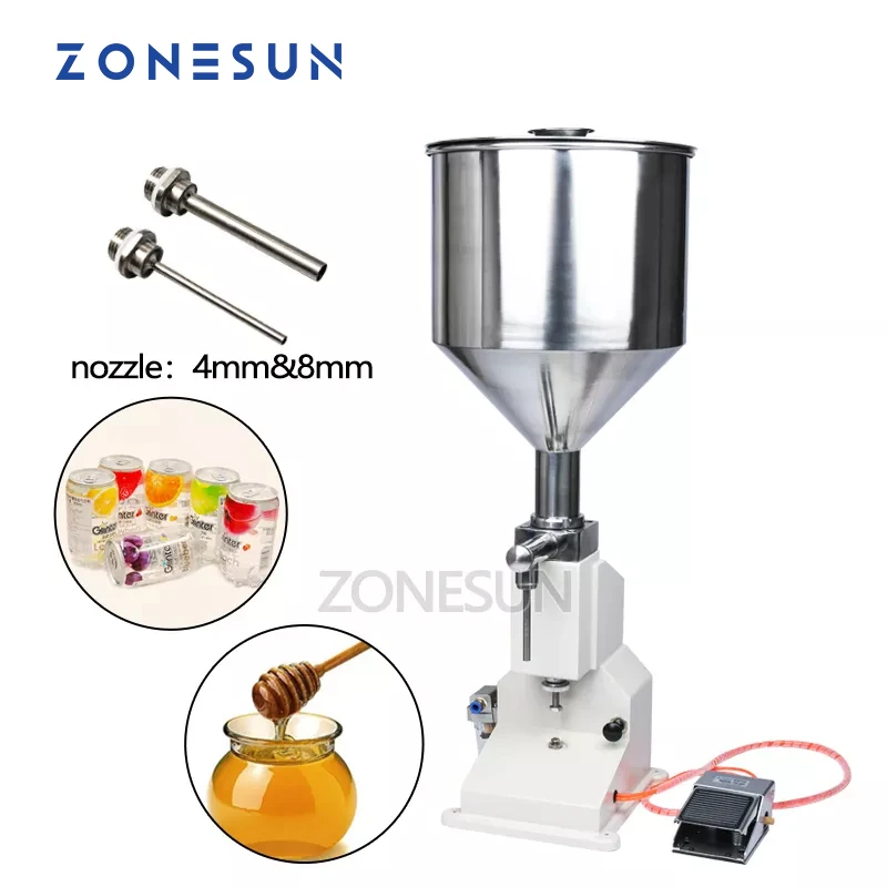 ZONESUN A02 Pneumatic Paste Liquid Filling Machine Stainless Steel Food Hand Cream Filler Machinery Tank Capacity 10kg