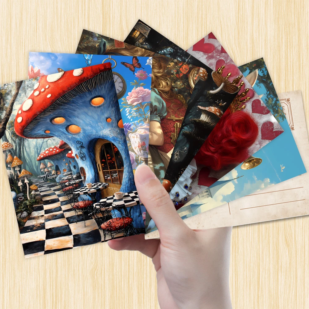 32 Stück, blaue Alice im Wunderland-Postkarten, Joker, Geburtstags-/Jubiläumsgeschenke, Sammlerstücke, geeignet zum Verschenken, erhältlich. – Detail 1