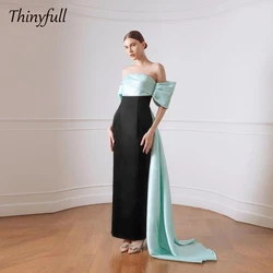 Thinyfull Mermaid Satin Prom Dresses Off Shoulder Strapless Saudi Evening Party Dress 2024 Formal Occasion Gowns Customized