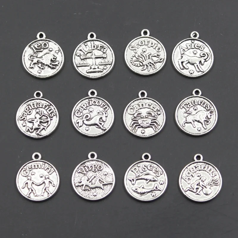 Charms Ryby Zodiak Vigro Wodnik Byk Skorpion Koziorożec Bliźnięta 20x17mm Antyczne Wykonywanie Tybetański Brąz DIY Wisiorki — zdjęcie 2