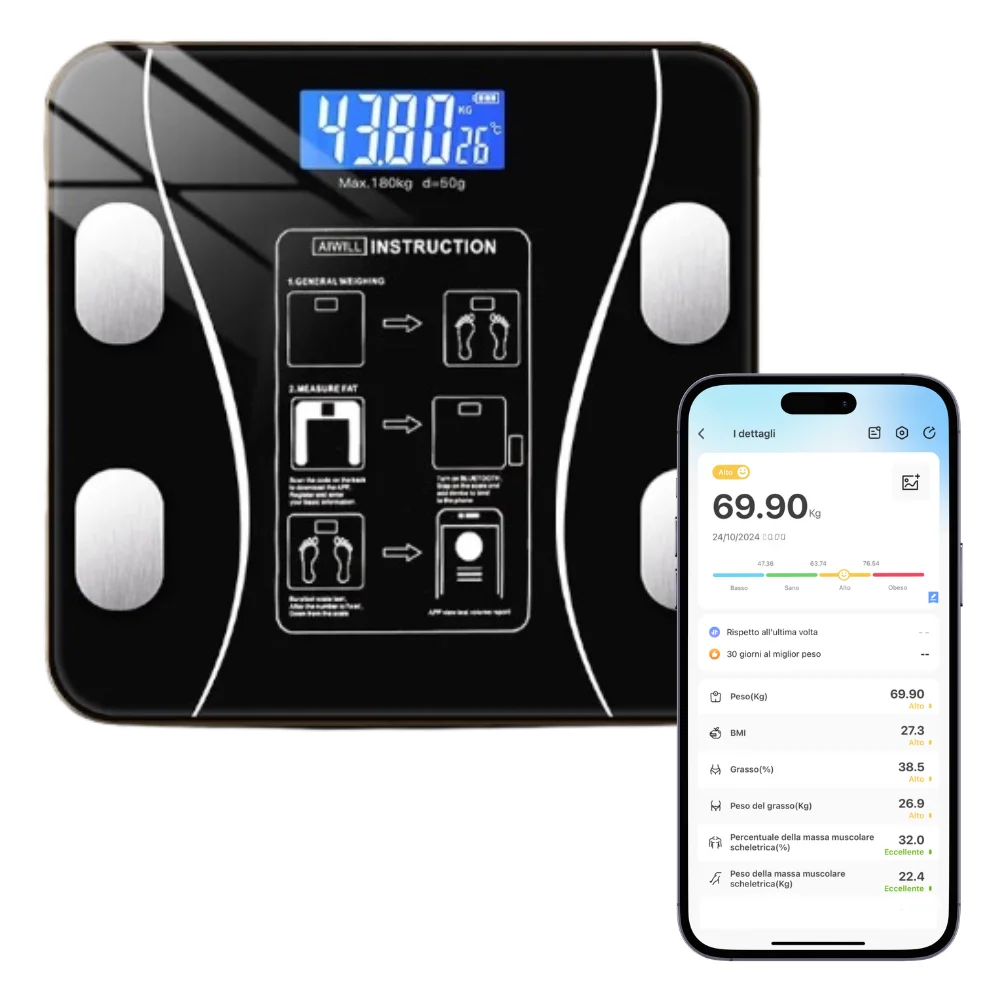Bluetooth-Waage für Personen mit einer gesamten Körperzusammensetzungsüberwachungs-App von 180 kg
