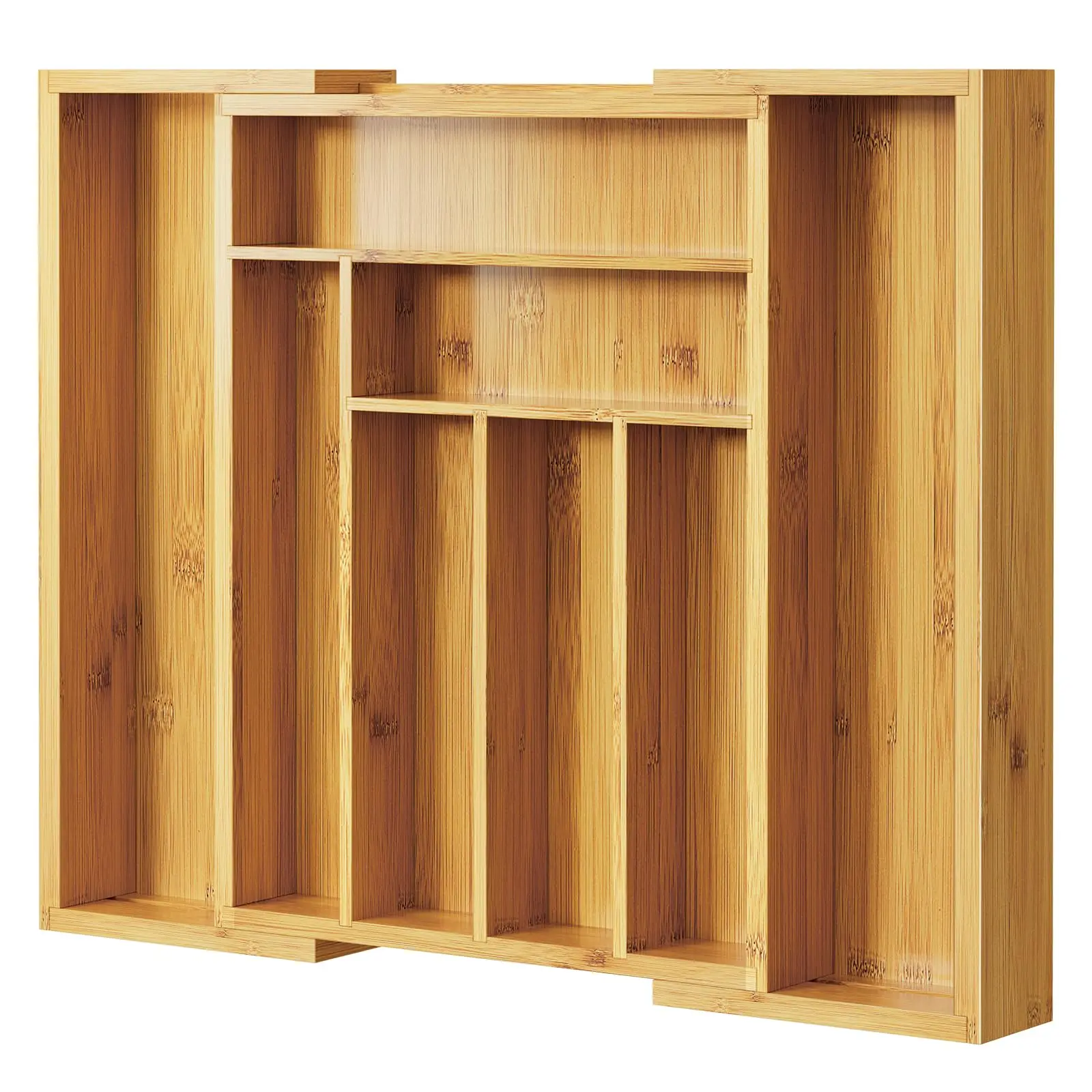 Adjustable Bamboo Silverware Drawer Organizer Wood Storage Cutlery Holder for Forks Spoons And Knives Kitchen Bedroom Living Room