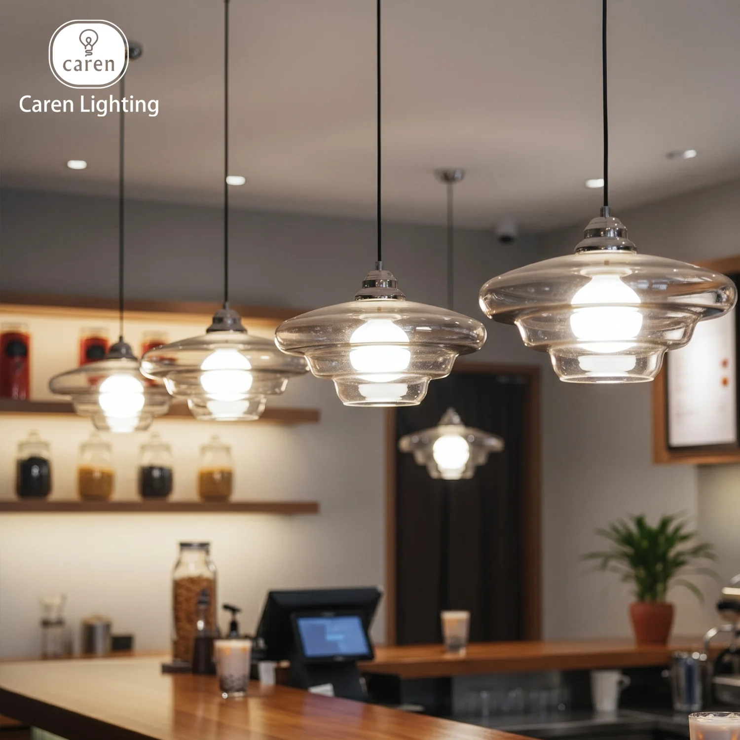 Caren Lighting Art deco Glass Cognac Pendant Light PH5 fusion Retro Lamp Charm Modern Elegance Minimalist Aesthetic Dining