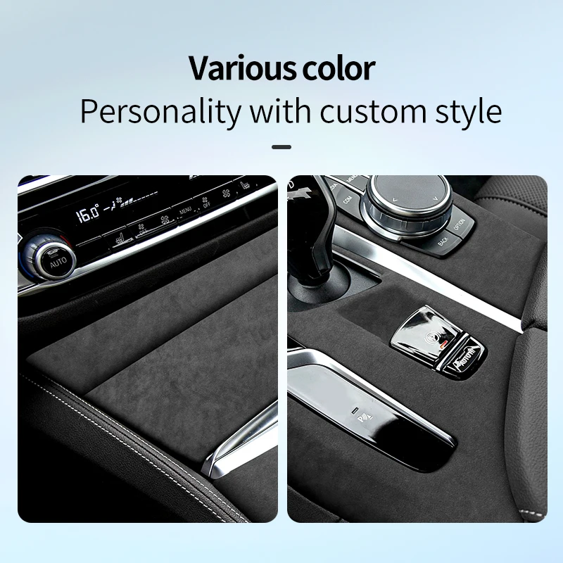 Premium Suede For BMW 5 Series G30 G31 G38 Car Center Console Gear Shift Panel Cover Trim Decorative Shelth Shell