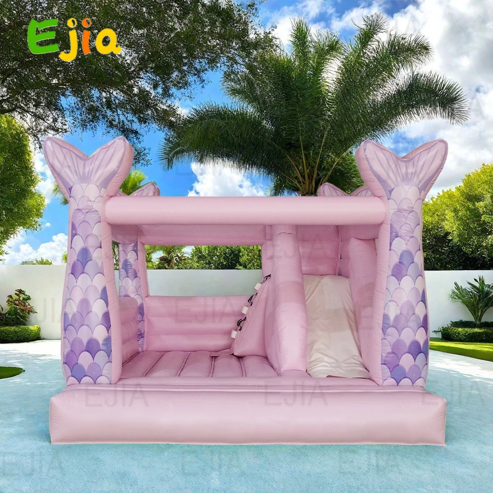 Grand château gonflable de saut gonflable de maison de rebond de sirène rose de PVC commercial de 13'x13' pour l'événement de location de partie de filles