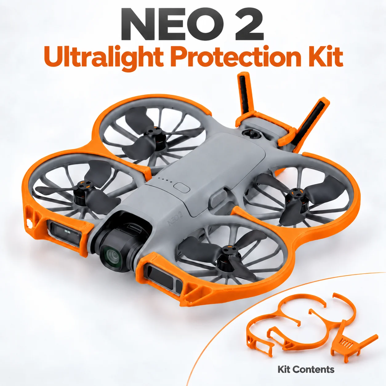 Neo 2 ABS 3D Printed Accessories for DJI Neo 2, Ultra Light Protection Kit with Anti-Collision Protective Ring and Fin