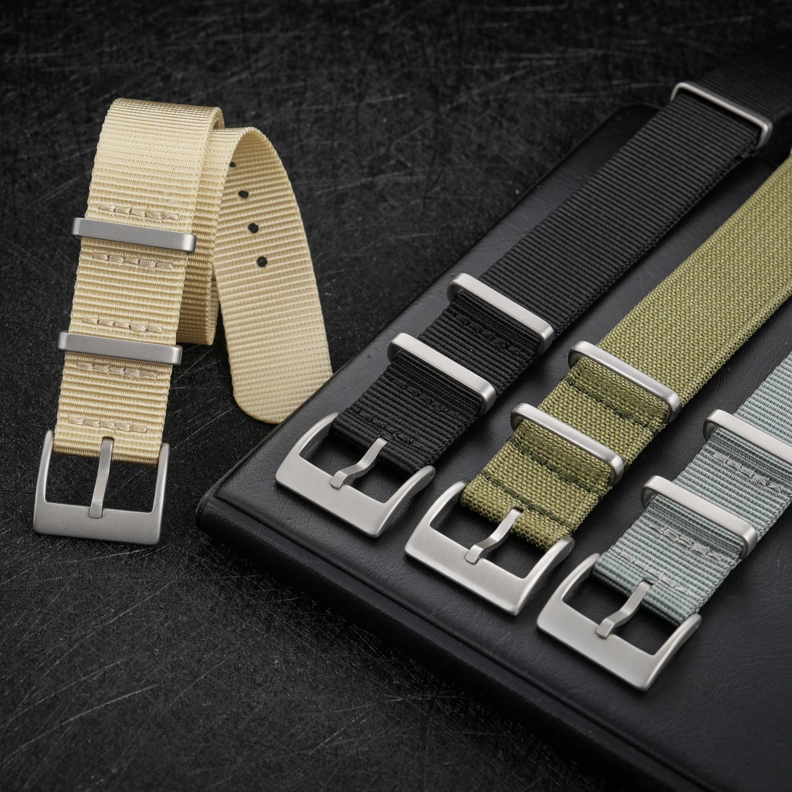 Nylon Ribbed Watch Strap 19mm Stripe Watchband Replacement Watch Band Military Wristband Accessories Watch Straps