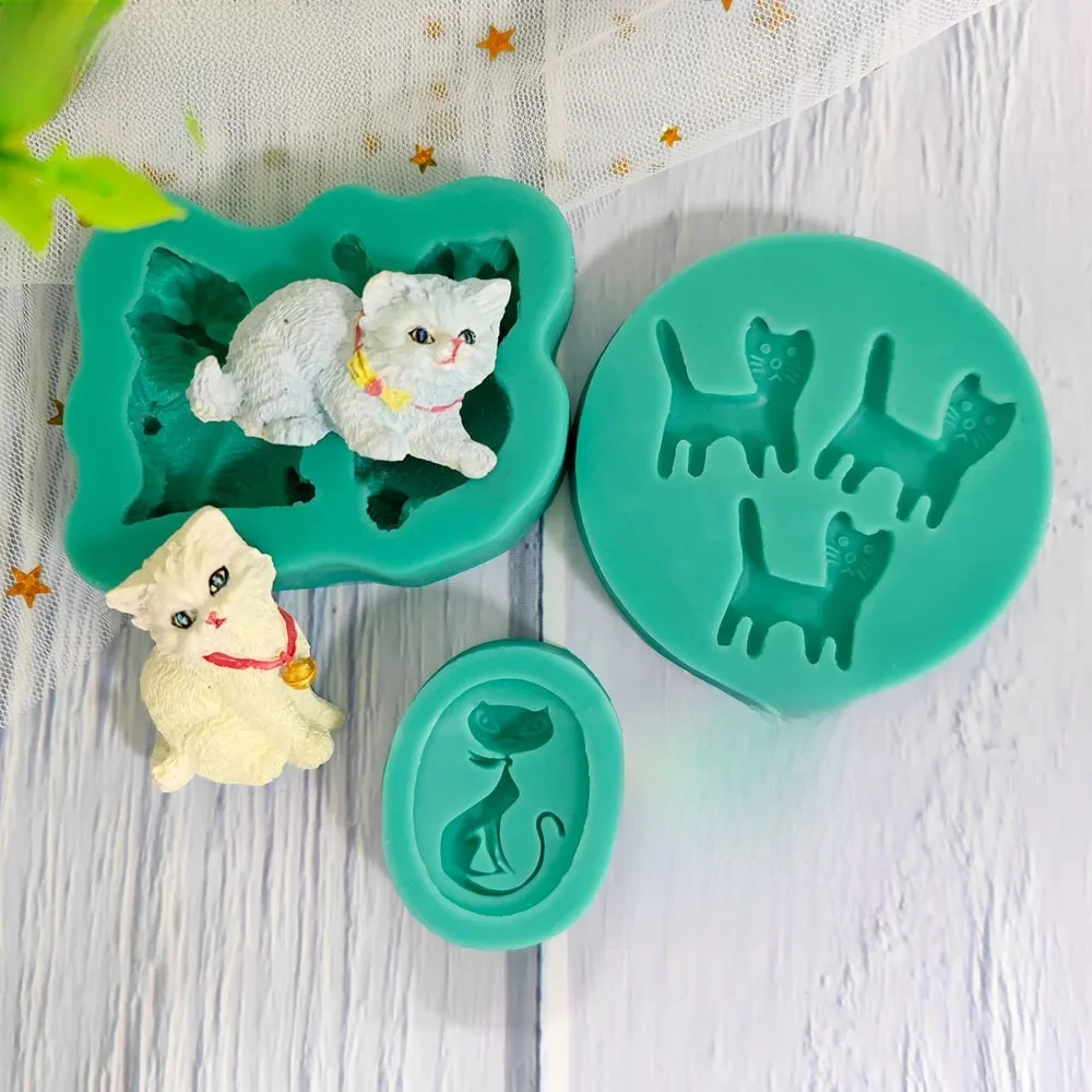 Kot silikonowe formy śliczne kociaki style pieczenie kremówka narzędzia do dekorowania ciast czekolada cukier Cupcake DIY forma do pieczenia w kuchni — zdjęcie 2