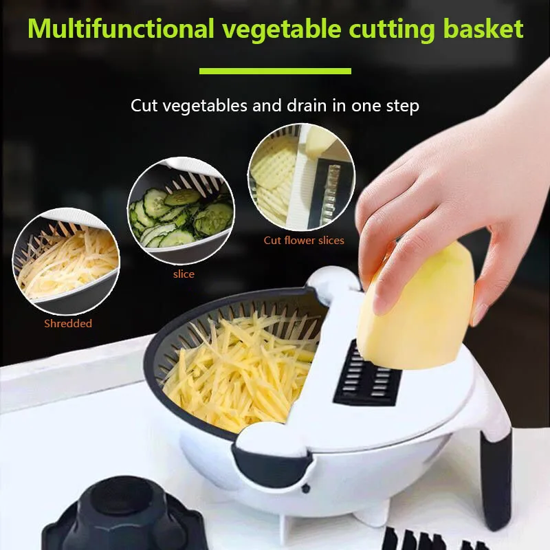 10pcs Multifunctional Cutter Vegetable Basket Potato Slicer Carrot Fruit Grater Kitchen Accessories Gadgets Steel Blade Kitchen