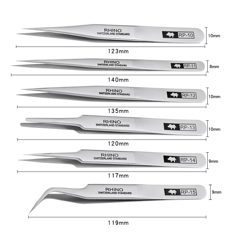 Professional Stainless Steel Tweezers Tool with Precision Straight Curved Tip for Electronics