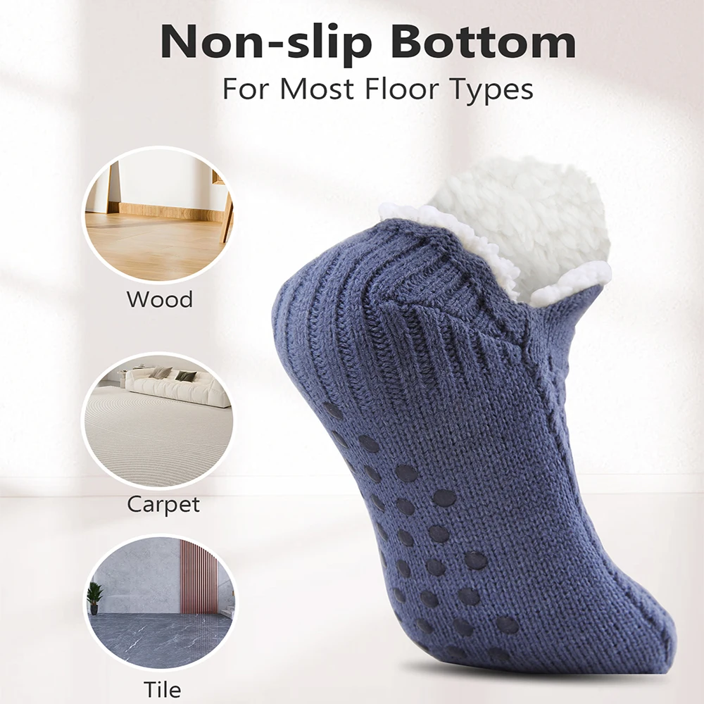 Thermal Mens Slipper Socks Winter Warm Short Cotton Thickened Home Sleeping Soft Non Slip Grip Fuzzy Floor Sock Fluffy Male