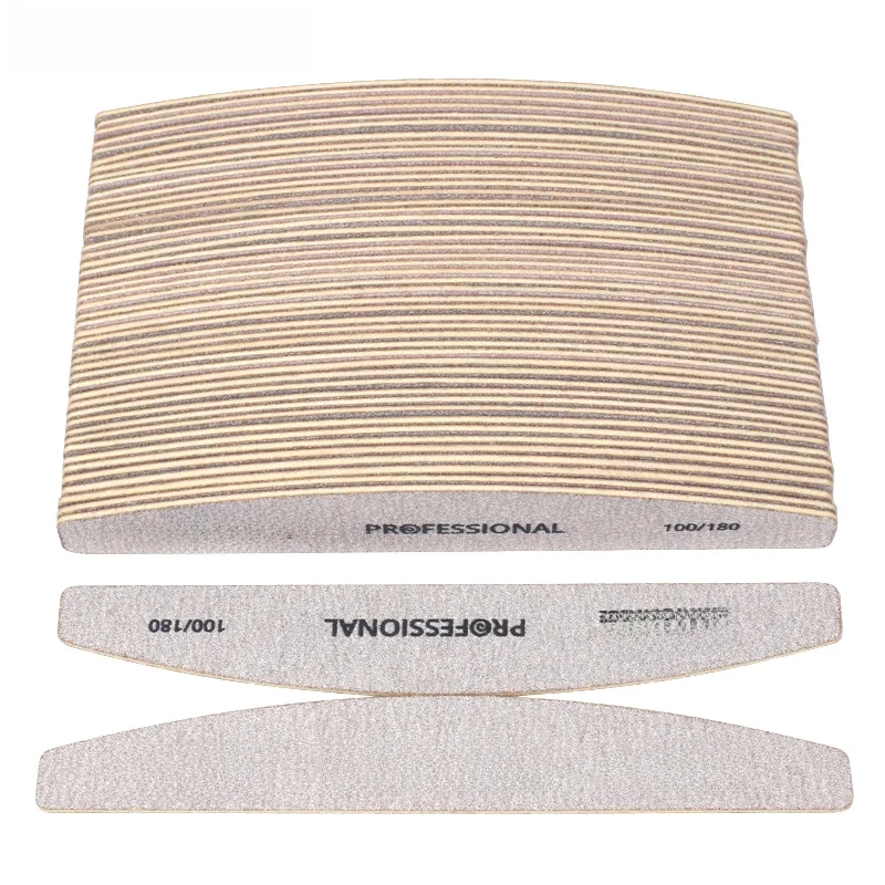 100 pcs Houten Schuurpapier Nagelvijl 100/180 Professionele Manicure Buffer Grey Boot Pedicure dubbelzijdig Hout Buffers Nail Supply - afbeelding 2