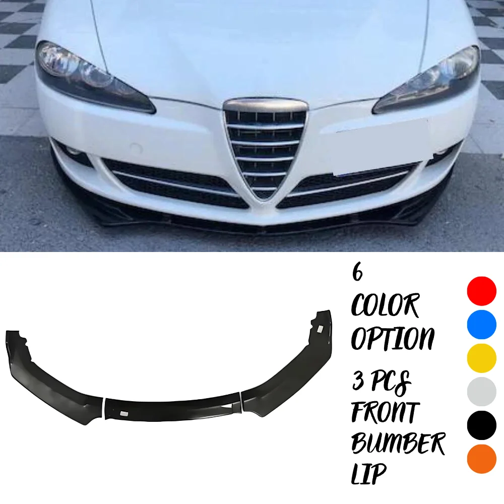 For Alfa Romeo 147 3 Pcs Front Bumper Lip Body Kit Spoiler Splitter Diffuser High Quality ABS Plastic Professional Tuning