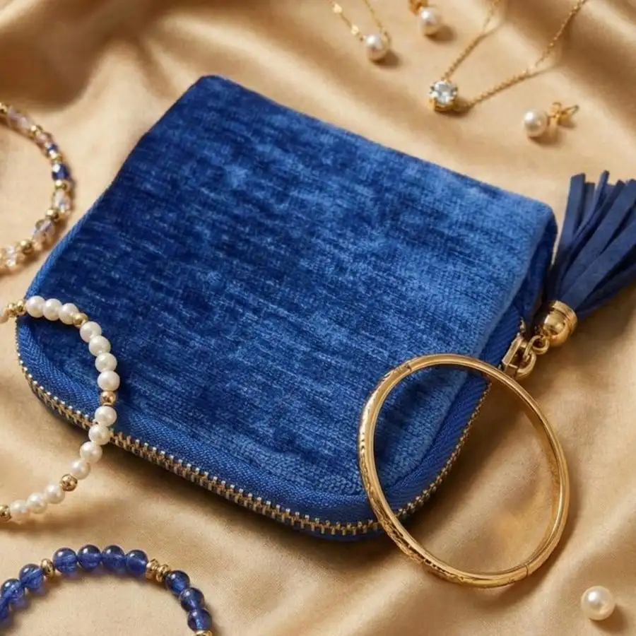 Luxury Velvet Jewelry Storage Bag with Tassel | Multi-Compartment Organizer for Necklaces, Bracelets, Earrings | Ideal for Travel, Gifts, Birthdays | Elegant Zipper Closure Jewelry Box for Women | Perfect for Mother's Day & Holidays